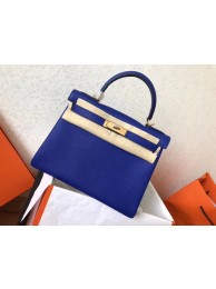 Hermes original Togo leather kelly bag KL320 blue JH01396Mo27