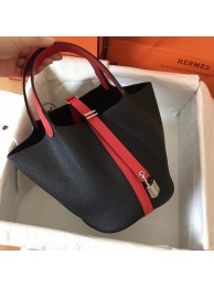 Hermes Picotin Lock PM Bags Original Leather H8688 black&red JH01343DW49