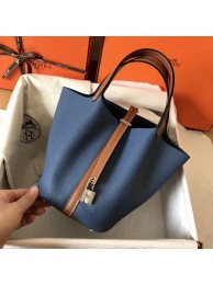 Hermes Picotin Lock PM Bags Original Leather H8688 blue&brown JH01338bT70