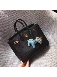 Hermes Real ostrich leather birkin bag BK35 black JH01448sX32