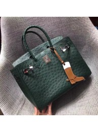 Hermes Real ostrich leather birkin bag BK35 green JH01445rj41