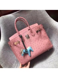 Hermes Real ostrich leather birkin bag BK35 pink JH01449Fk29