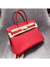 Hermes Real ostrich leather birkin bag BK35 red JH01447fk36