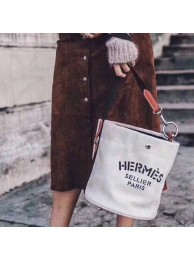High Imitation Hermes H Sac De Pansage Canvas HS18237 White JH01451vF44