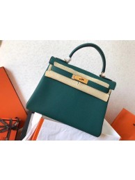 High Quality Fake Hermes original Togo leather kelly bag KL320 green JH01391nD19