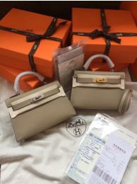 High Quality Hermes Kelly 19cm Shoulder Bags Epsom Leather KL19 grey JH01174bo33