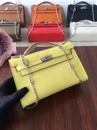 High Quality Imitation Hermes Mini Kelly Tote Bag Epsom leather 1707 lemon JH01542Cw85
