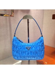 High Quality Imitation Prada Nylon and Saffiano leather mini bag 1NE204 blue JH05065YP94