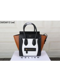 High Quality Knockoff Celine luggage micro boston bag original leather 3308-1 white&black&brown JH06391VD28