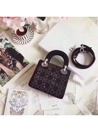 High Quality MINI LADY DIOR-TAS VAN SATIJN M0500PRTC BLACK JH07434bo33