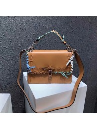 High Quality Replica FENDI Kan I Leather Shoulder Bag 13136 Light brown JH08732tp21