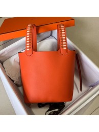 Hot Hermes Picotin Lock PM Taurillon Epsom Leather Orange 9809 Silver JH01348Ho45