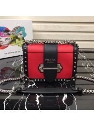 Hot Prada Cahier studded leather bag 1BD045-1 red&black JH05484DJ96