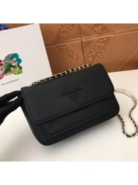 Imitation 1:1 Prada Calf leather shoulder bag 3011 black JH05255LT32