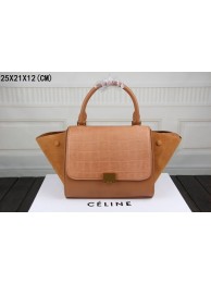 Imitation 2015 Celine classic nubuck leather with plain weave with crocodile 3345 light coffee JH06546aM93