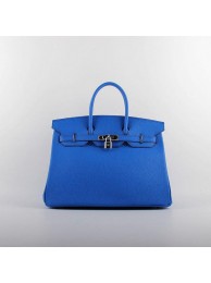 Imitation 2015 Hermes Birkin 35CM H-35 silver hardware brilliant blue JH01843JF45