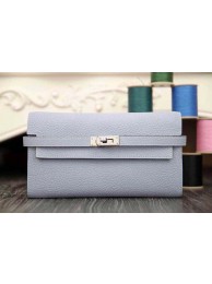 Imitation 2015 Hermes kelly wallet new model 051300 gray-blue JH01794cI42