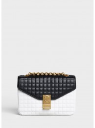 Imitation AAA CELINE MEDIUM C BAG IN BICOLOUR QUILTED CALFSKIN CL87253 white&black JH05997Qz50