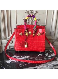Imitation Best Hermes Upgraded version Birkin BK25 Tote Bag Croco Leather H8096 red JH01555gt75