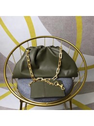 Imitation Bottega Veneta Nappa lambskin soft wide large Shoulder Bag 585853 Blackish green JH09283JF45