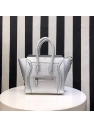 Imitation CELINE MICRO LUGGAGE HANDBAG IN LAMINATED LAMBSKIN 167793-26 silver JH05868mv84