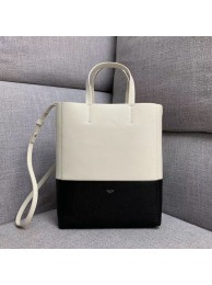 Imitation Celine Original Leather CABAS Bag 189813 White&Black JH05867Ad61