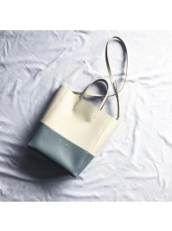 Imitation Celine Original Leather CABAS Bag 189813 White&Blue JH05866VJ28