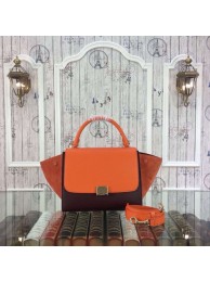 Imitation Celine Trapeze Bag Original Nubuck Leather 3345 Orange&Burgundy JH06333JF45
