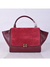 Imitation Cheap Celine Trapeze Bag Original Nubuck Leather 8803-7 Burgundy JH06316wG78