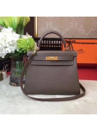 Imitation Fashion Hermes Kelly KY32 Tote Bag togo original Leather gray Gold hardware JH01641Ft19