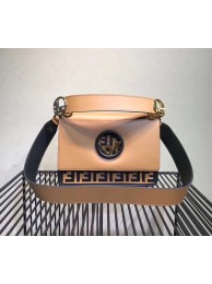 Imitation FENDI Kan I Leather Shoulder Bag 8BT284 Apricot&brown JH08648yF79