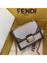 Imitation Fendi KAN U SMALL leather mini-bag 8BT312 Khaki&white JH08566dP73