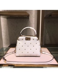 Imitation Fendi PEEKABOO XS white leather mini-bag 8BN309A JH08615dW15