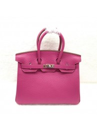 Imitation Hermes Birkin 25CM Tote Bag Original Leather H25 Rose Red JH01680XD29