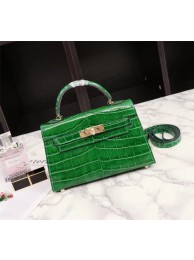 Imitation Hermes Kelly 19cm Tote Bag crocodile Leather KL19 green JH01473Sn26