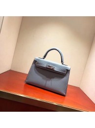Imitation Hermes original epsom leather mini kelly bag K001 light blue JH01405LQ13