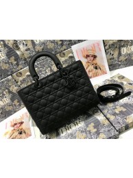 Imitation LARGE LADY DIOR BAG Black Ultramatte Cannage Calfskin M0566SL JH06874cI42