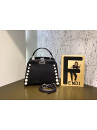 Imitation Luxury Fendi PEEKABOO MINI Exotic leather bag 8103 black JH08609VD53