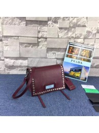 Imitation Prada Etiquette Messenger Bag Calfskin Leather 1BD082 Burgundy JH05702sS26