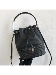 Imitation Prada Original Calfskin Leather Bucket Bag 1BH038 Black JH05190vX95