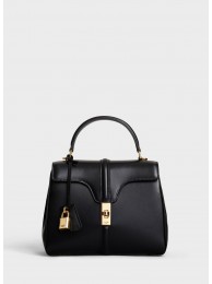 Knockoff 1:1 CELINE SMALL 16 BAG IN SATINATED CALFSKIN A188003 black JH05991Wj74