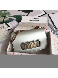 Knockoff 1:1 Dior Jadior Flap Bag with Chain Calfskin M9000C silver JH07400Pf97