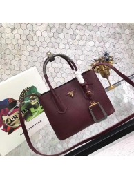 Knockoff 1:1 prada small saffiano lux tote original leather bag bn2754 burgundy&gray JH05630Pf97