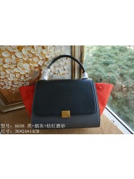 Knockoff 2015 Celine top quality plain weave with nubuck leather 6608 black&dark gray&red JH06452Bc82