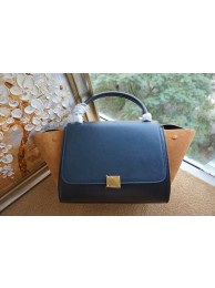 Knockoff 2015 Celine top quality plain weave with nubuck leather 6608 dark blue&black&light coffee JH06449nE34