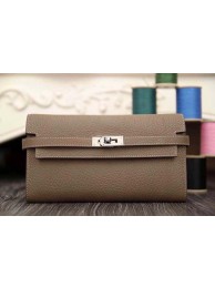 Knockoff 2015 Hermes kelly wallet new model 051300 dark gray JH01796np74