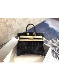 Knockoff AAA Hermes Birkin Bag Original Leather crocodile HBK35 black JH01192nQ90