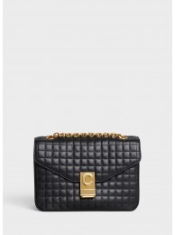 Knockoff CELINE MEDIUM C BAG IN BICOLOUR QUILTED CALFSKIN CL87253 black JH06006pN75