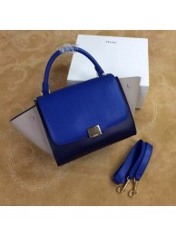 Knockoff Celine Trapeze Bag Original Nubuck Leather 3345 Royal Blue&Black&Khaki JH06334Jz41