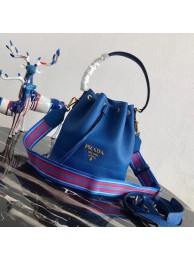 Knockoff Prada Leather bucket bag 1BE018 blue JH05269nE34